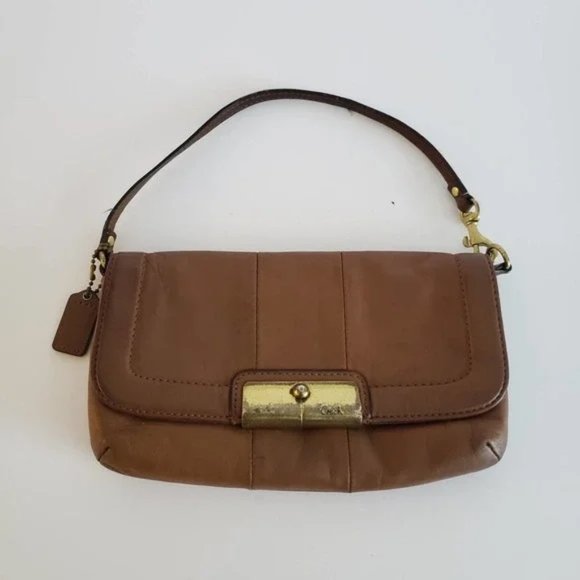 Coach Cognac Saddle Leather Kristin Large Wristlet Clutch Wallet - Picture 5 of 5